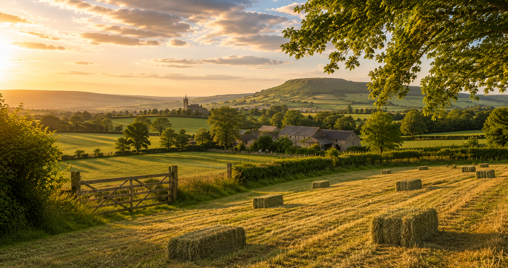 small bales in a field in somerset