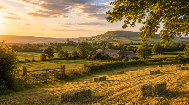 small bales in a field in somerset