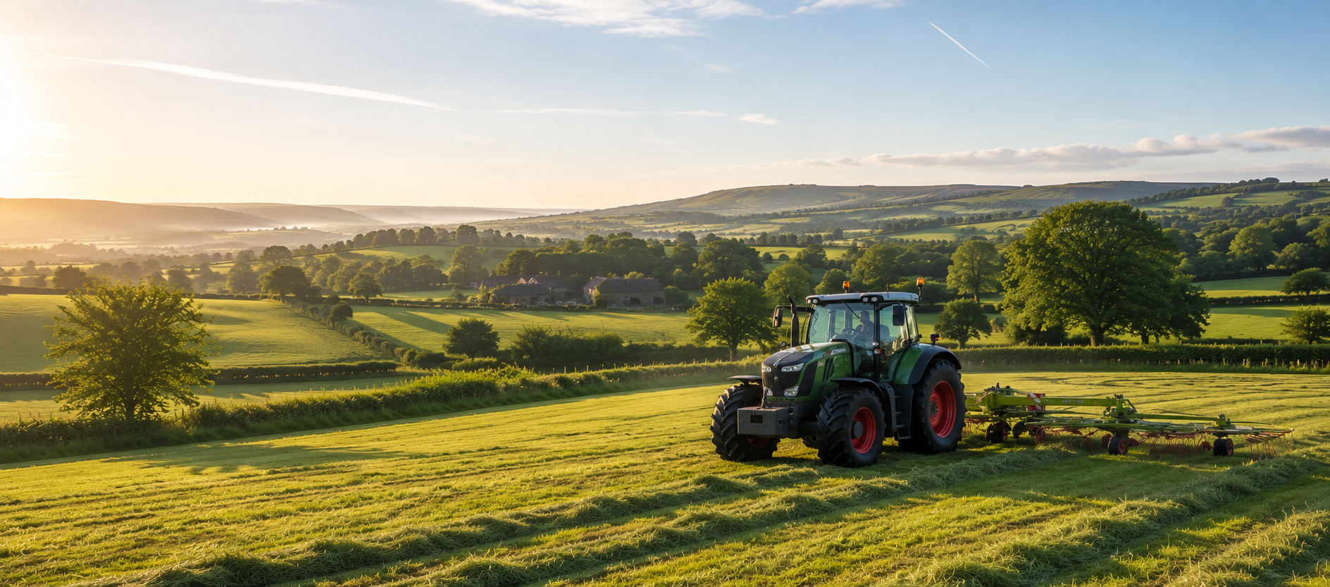 tractor working in a field in southern uk