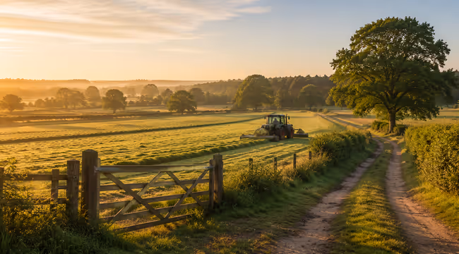 tractor working in fields new forest england